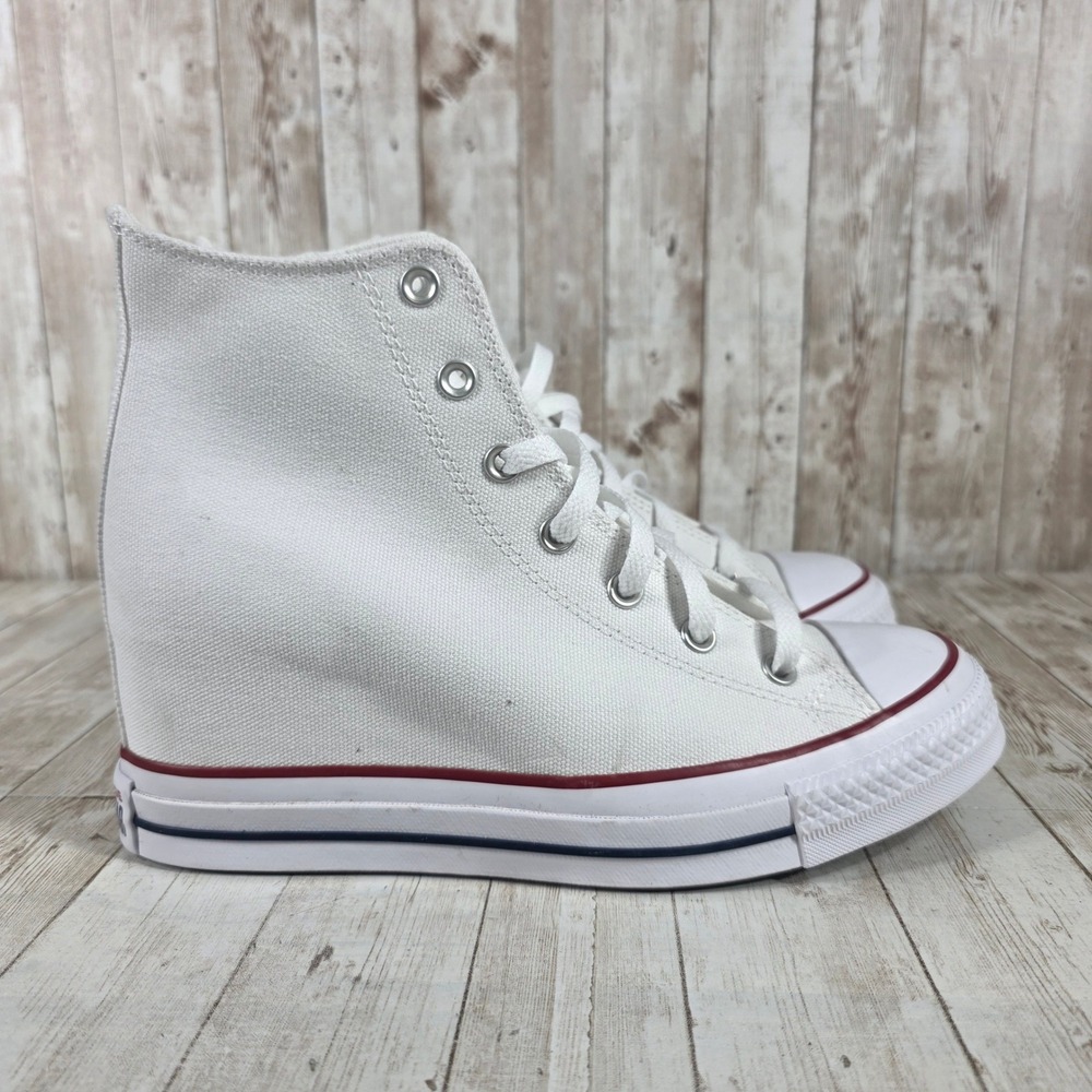 Converse All Star Chuck Taylor Wedge High‎ Top White Canvas Sneakers Womens 11